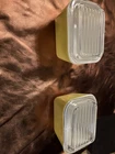 Pair Of Vintage PYREX 501-B Verde Yellow Refrigerator Dish 1-1/2 Cup & Lids