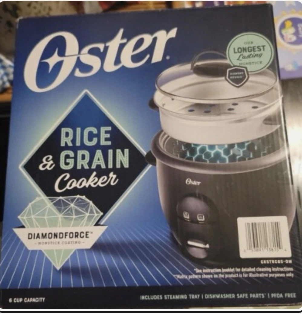 Oster DiamondForce Nonstick 6 Cup Rice Cooker & Steamer CKSTRC6S-DM Black