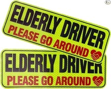 2PCS Elderly Driver Car Magnet, Reflective Safety Warning Signs for Cars Door an