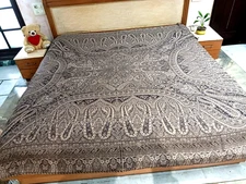 JAMAVAR Kashmiri woven Warm Jacquard Bedspread 100% Cashmere Paisley ROYAL UNIQ