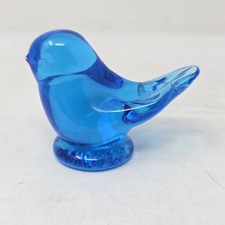 Vintage 1992 Blue Bird of Happiness Art Glass Signed Leo Ward Terra Studios