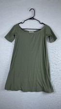 Planet Gold Dress Womens Small Green Boat Neck Short Sleeve T Shirt Casual Knit