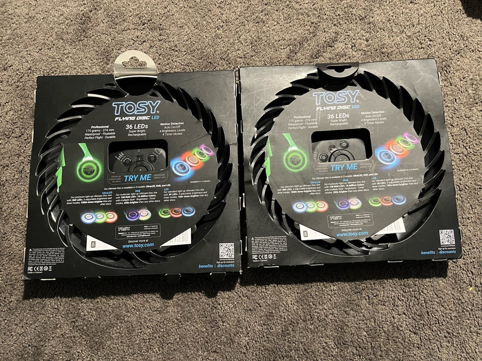 New TOSY Ultimate Flying Disc LED Frisbee NIB Lot Of 2