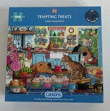 Gibsons Puzzle Tempting Treats & Poster 1000 Teile Katzen & Hunde KOMPLETT