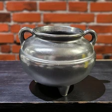 RRP Co. Roseville Pottery Bean Pot Black 3-Footed Two Handle 6 1/2" Tall