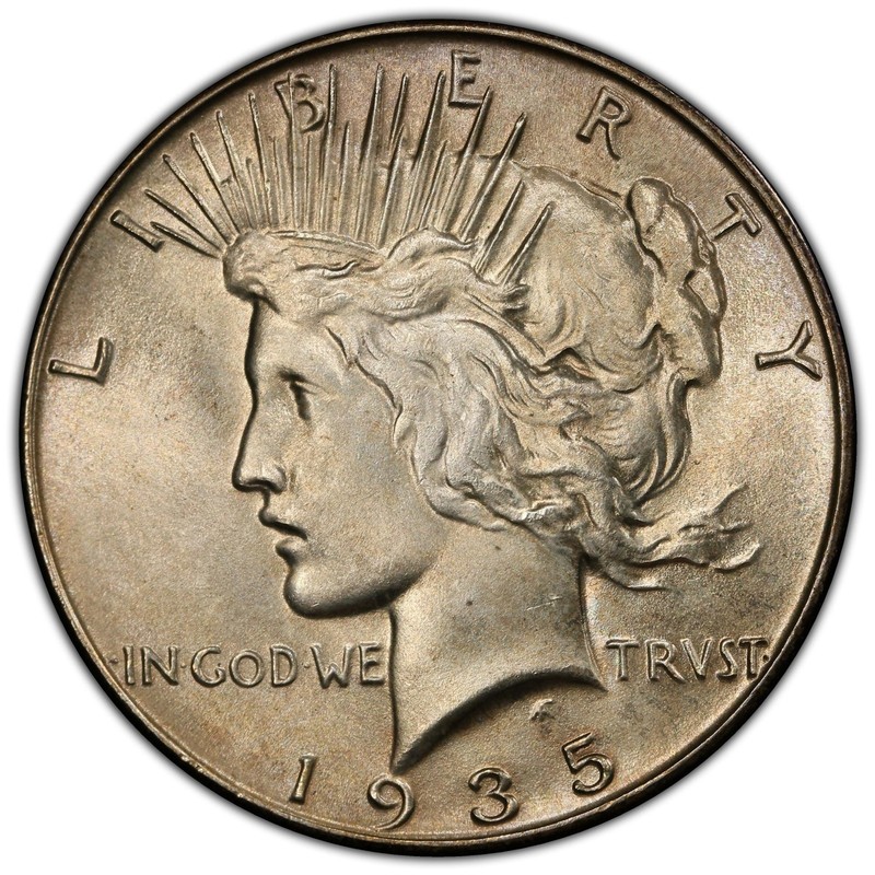 1935 $1 Peace Dollar PCGS MS67