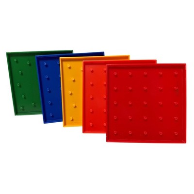 Learning Resources 5x5 Double Sided Geoboards with Rubber Bands Set of 5 Multi