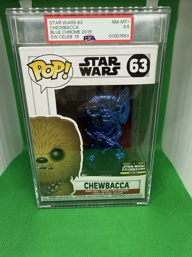 POP! Blue Chrome #63 Chewbacca 2019 STAR WARS CELEBRATION. LE 2500 Pcs PSA 8.5.