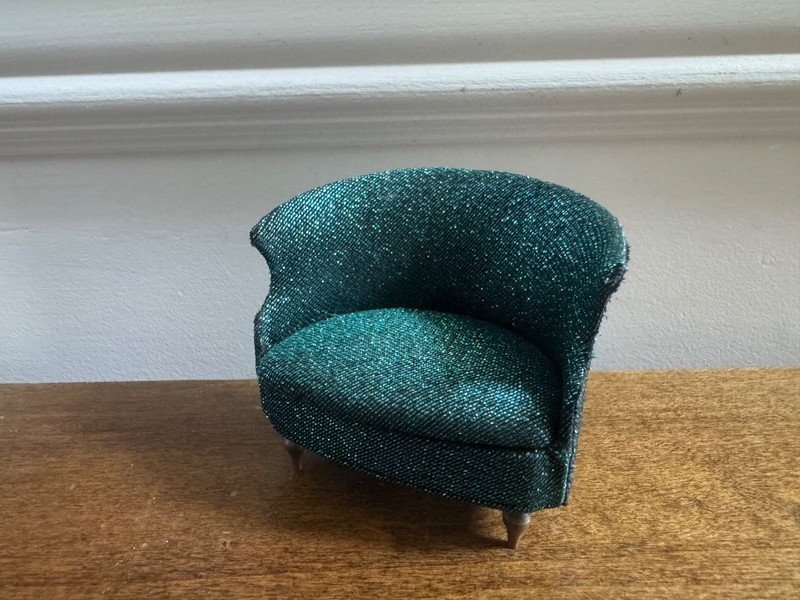 VINTAGE 1960s IDEAL PETITE PRINCESS FANTASY FURNITURE SALON DRUM CHAIR TEAL 2.25
