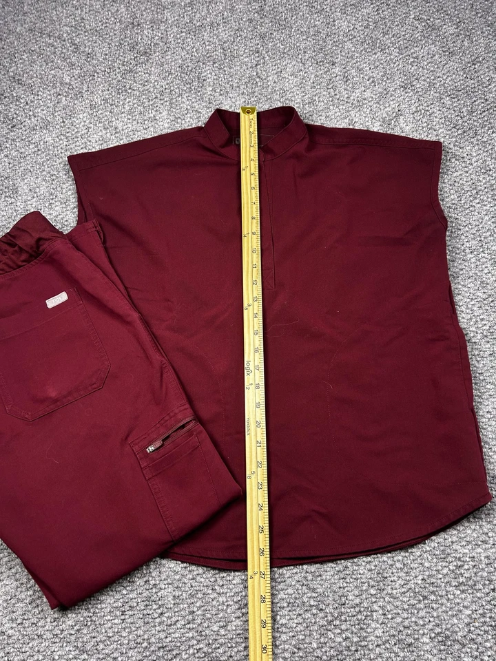 FIGS Technical Collection Scrub Set Womens XS Burgundy Top Pants Medical - Image 4 of 4