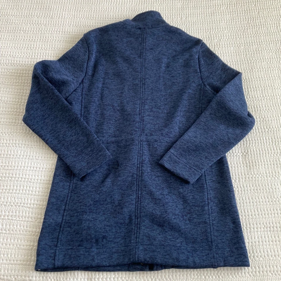 Lands End Jacket Womens M Longline Sweater Fleece Navy Heather Zip Up Classic - Image 3 of 4