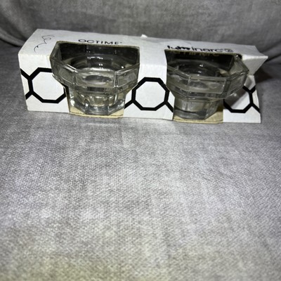 Vintage LUMINARC Octime Clear Glass Candle Holder New in Box Never Been Opened