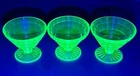 Vintage Anchor Hocking Block Optic Uranium Glass Sherbet Dessert Cups - Lot of 3