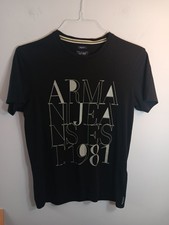 Armani Jeans Size M Mens T-Shirt Short Sleeve Black Logo1980