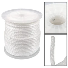 5/16 Inch 250ft White Nylon Solid Braid Rope Abrasion Resistance Multipurpose