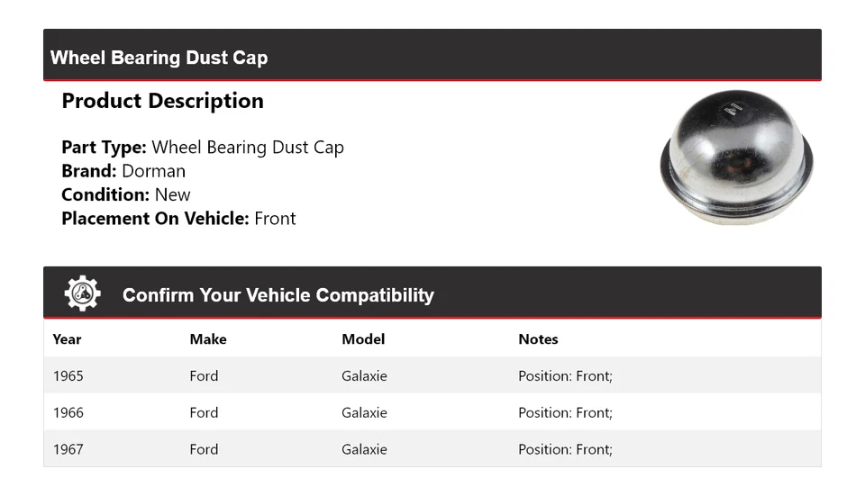 Крышка пылезащитная передняя для подшипника колеса 1965-1967 Ford Galaxie Dorman 1966 - Изображение 2 из 4