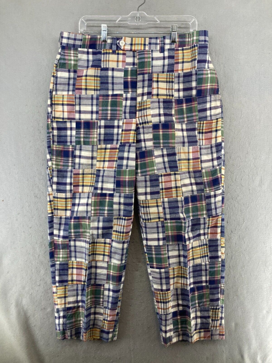 Charleston Khakis Mens Madras Pants 36R Plaid Golf Relaxed USA