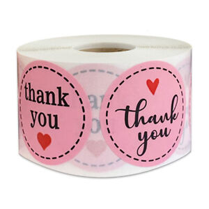500Pcs 1'' Thank You Heart Stickers Scrapbooking Wedding Party Gift Seal Labels