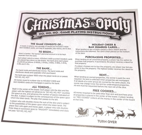 Christmas-Opoly Board Game Ages 8 & Up Christmas-Themed Monopoly Style Family - Picture 6 of 6