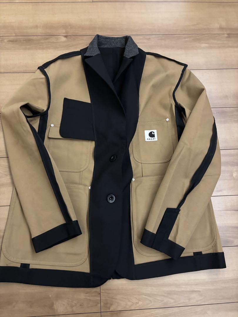 Sacai Carhartt WIP Bonding Jacket Size 3 Black Beige Used 3x Sacai Carhartt WIP Bonding Jacket Size 3 Black Beige Used 3x