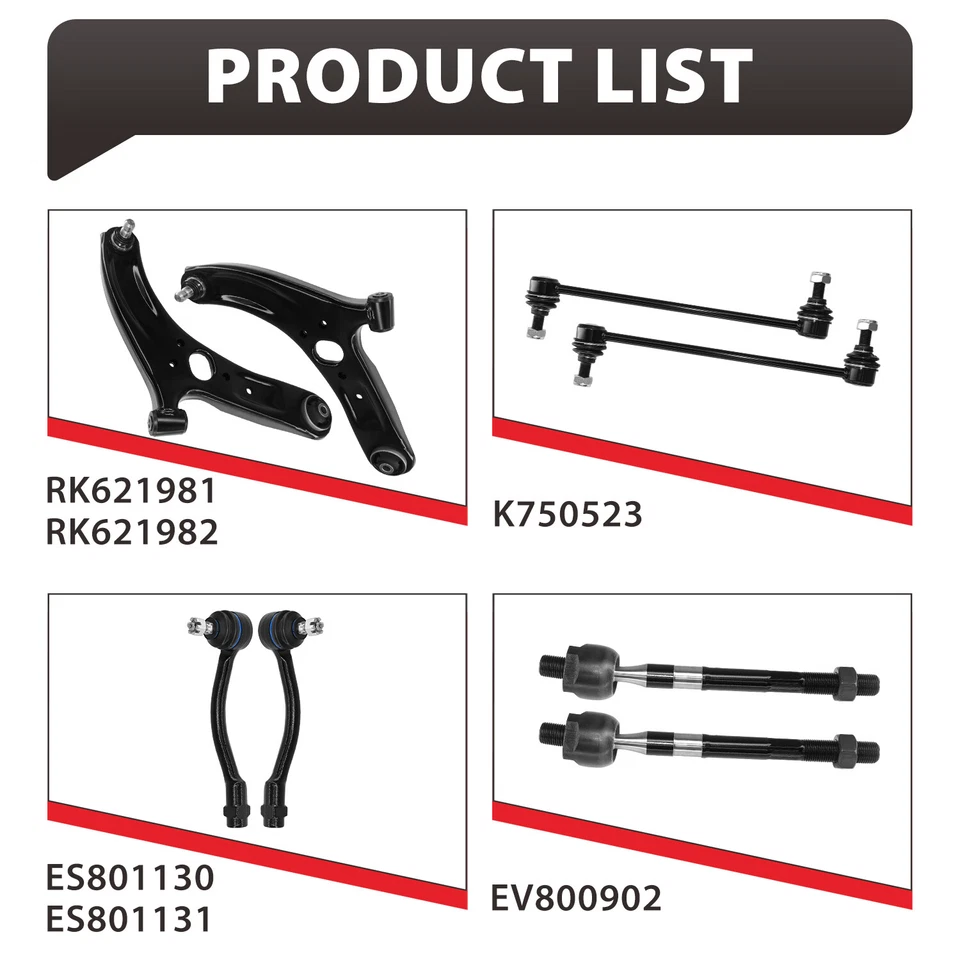 Brazos de control inferiores delanteros con rótulas juego de 8 piezas para Kia Rio 2012-2017 Foto 3 de 4