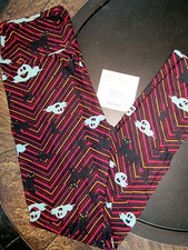 NWT LuLaRoe Red Orange Black CHEVRON with Ghosts  Cats Halloween OS LEGGINGS