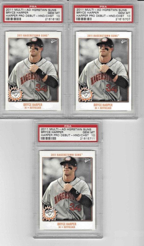 2011 Multi-Ad Hagerstown Suns Bryce Harper Pro Debut Hand/Chest PSA 10 (JBC153)
