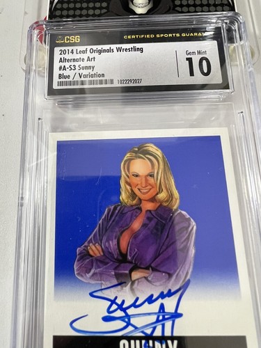 sunny 2014 leaf originals wrestling alt art blue 3/10 csg 10 on card auto - Picture 5 of 10