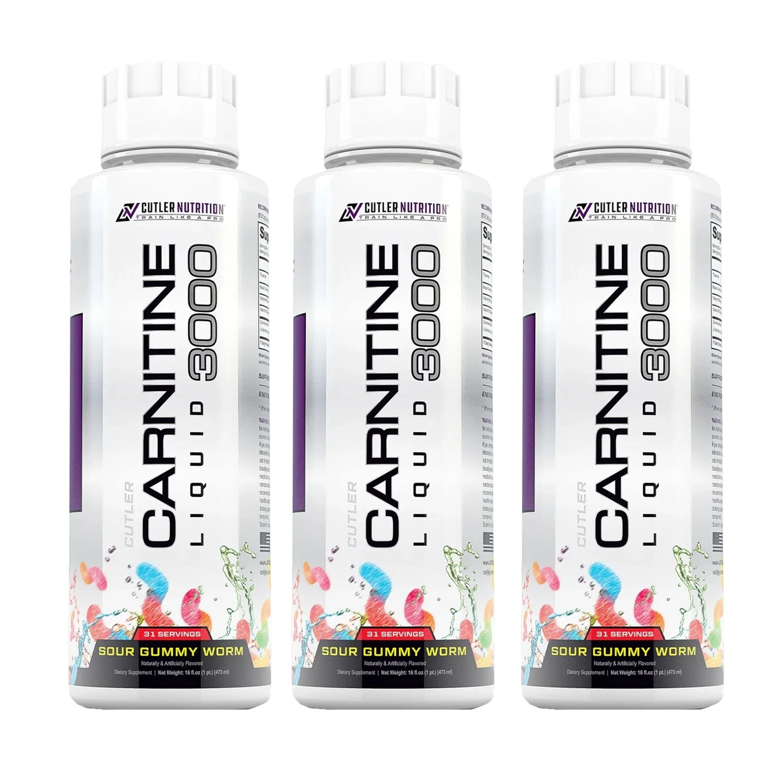 3 Pack Cutler Nutrition Liquid L-Carnitine Supplement for Optimal Absorption - Picture 1 of 11