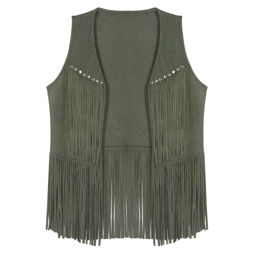 Gilet cowboy uomo nappa rivetti frange gilet giacca western costume rock - Foto 28 di 53