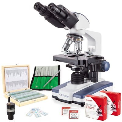 AmScope B120C 40-2500X LED Binocular Compound Microscope+WiFi 2.0MP Camera Kit C