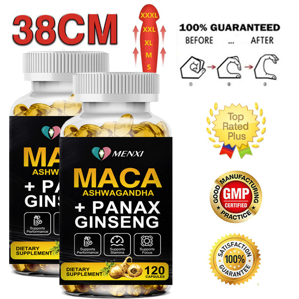 Maca 10000mg+ Ashwagandha 6000mg+ Ginseng 1400mg, hochdosiert Kapseln (2PACKS)