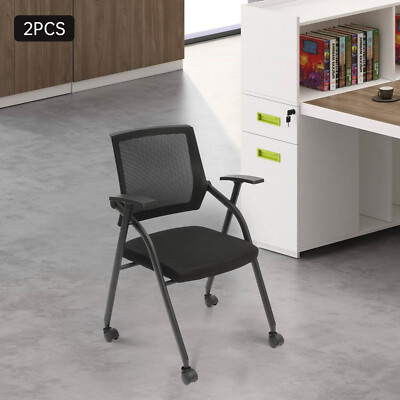 2pcs Stackable Conference Room Chairs with Wheels, Folding Office