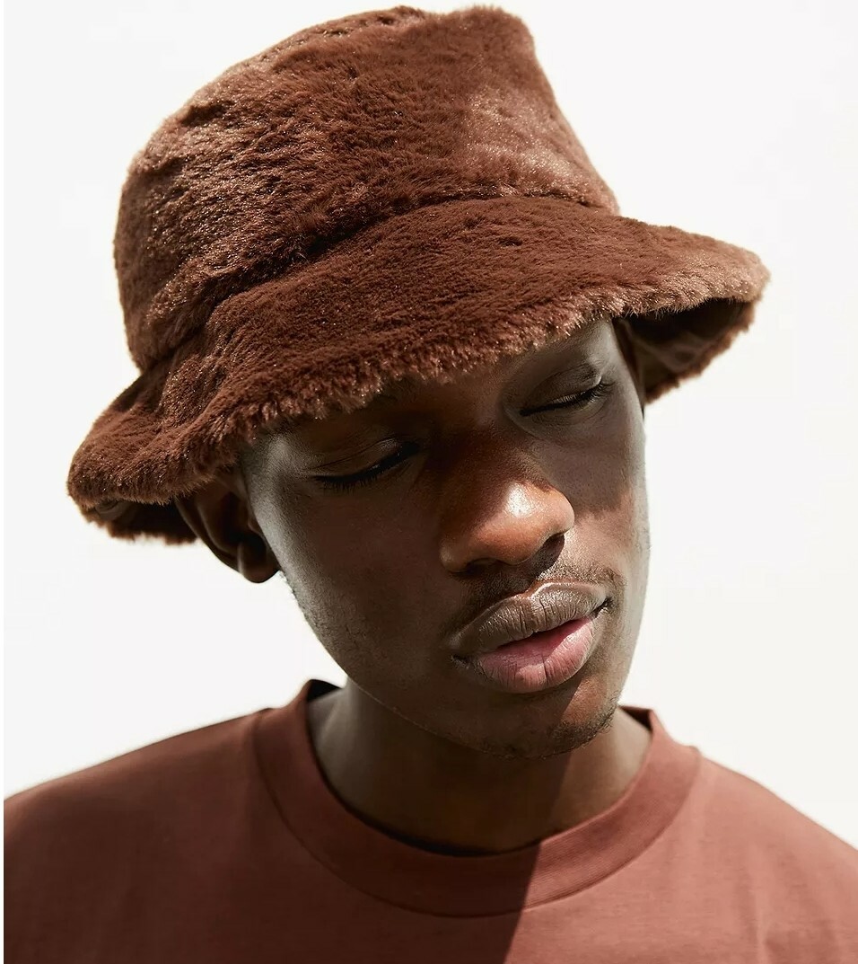 Urban Outfitters Mens Brown Faux Fur Bucket Hat New Without