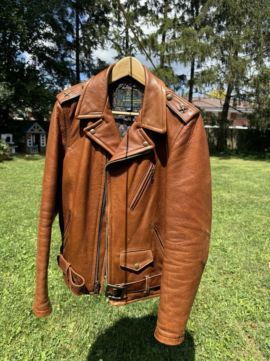 SCHOTT Perfecto 519 Brown Natural Cowhide Leather Jacket - Size S 