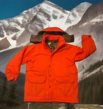 Raerviks Blaze Orange Men’s size L Insulated Waterproof Hunting Coat with Hood