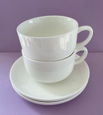 Tchibo 2 Kaffee / Cappucino Tassen mit Untertassen 4tlg weiß komplett