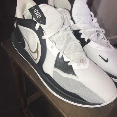 Size 18 - Nike Kyrie 5 Low White Black Metallic Gold for sale