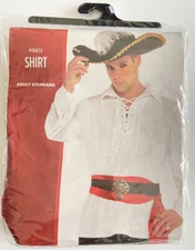 New White Lace Up Pirate Shirt Costume Adult Standard By Suite Yourself Costumes