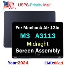 OEM For Macbook Air A3113 13in M3 LCD Display Screen Assembly EMC:8611 Midnight