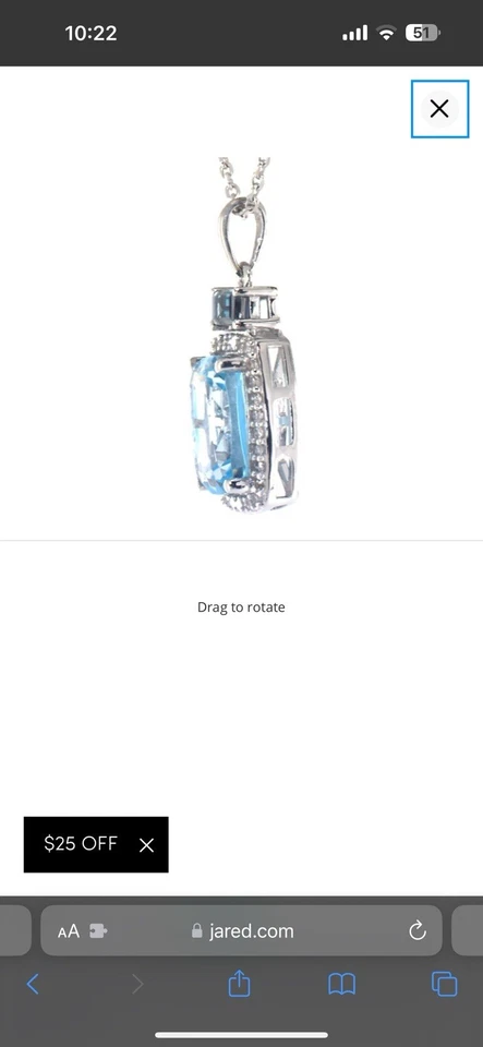 Natural Sky Blue Topaz Necklace 1/5 ct tw Diamonds 10K White Gold 18" - Image 2 of 4