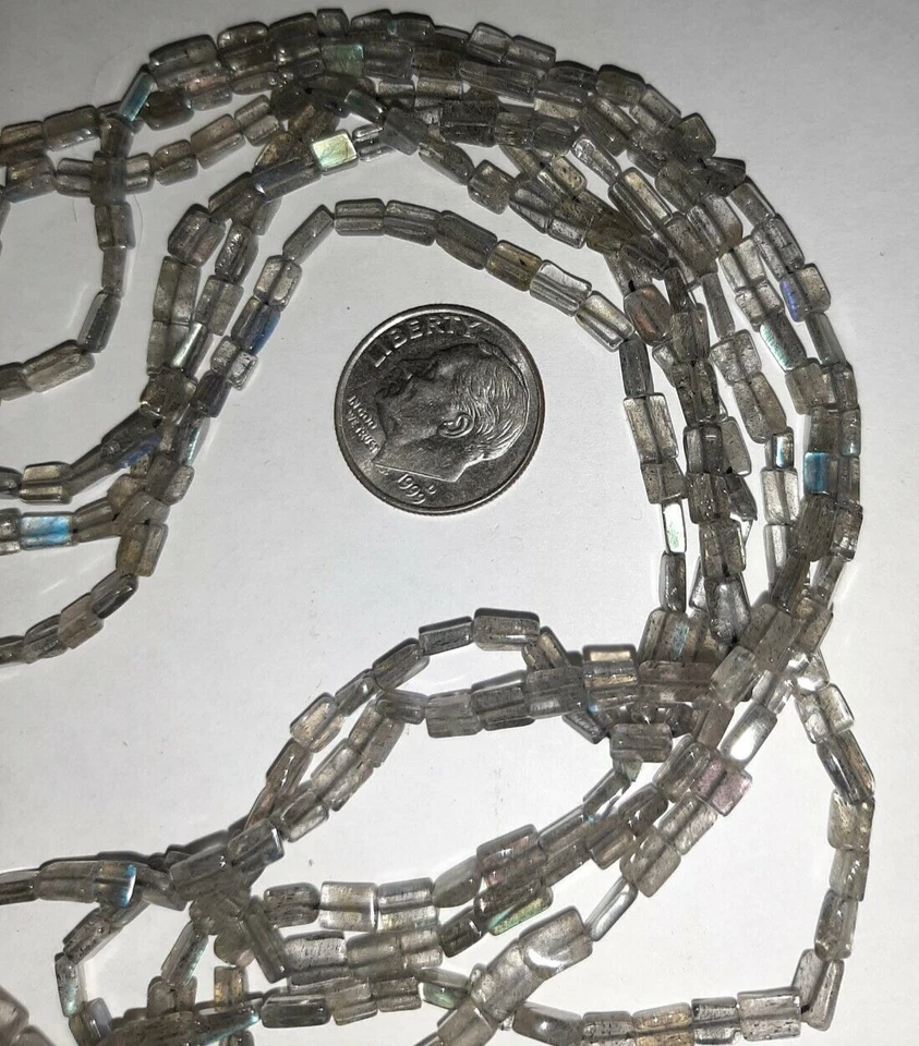 Irregular Labradorite Rectangle Beads 75+/- per strand - Very Flashy! - Image 3 of 3