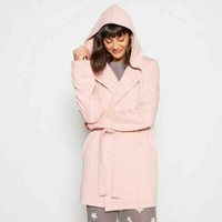 Debenhams - Pink Heart Jacquard Jersey Short Robe UK 14  Dressing Gown