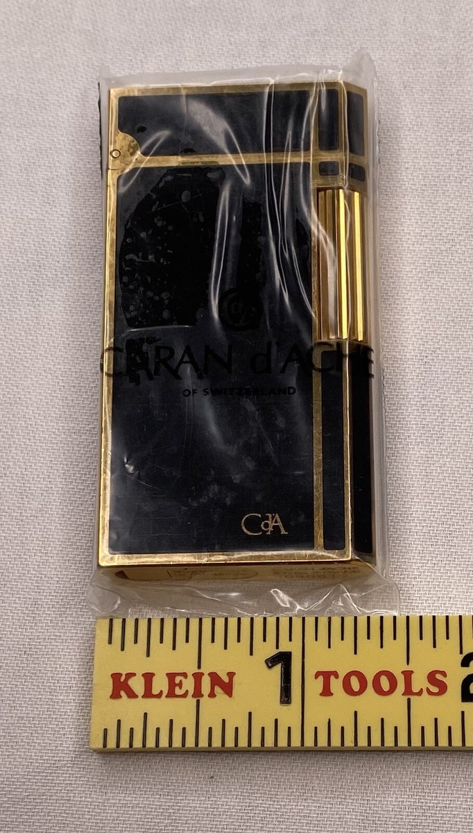 Caran d'Ache Lighter SEALED NEW! Swiss Made Lacquer Black & Gold