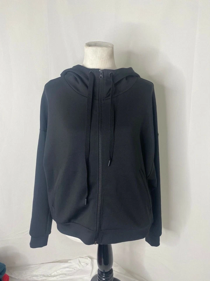 Women’s Medium Hoodie Lou and Grey Full Zip Black Athletic Long Sleeve - Image 3 of 4