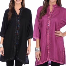 Moroccan Tunic Cotton suit: Caftan Kaftan Shirt & Bohemian Trouser Size S, M