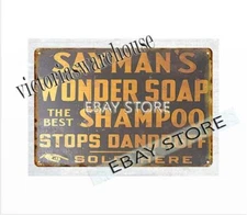 Sayman's Wonder Soap Shampoo. metal tin sign redecorating bedroom