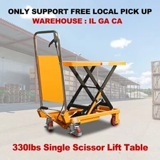 Pickup Only-APOLLOLIFT 330lbs Mobile Single Scissor Hydraulic Lift Table Cart