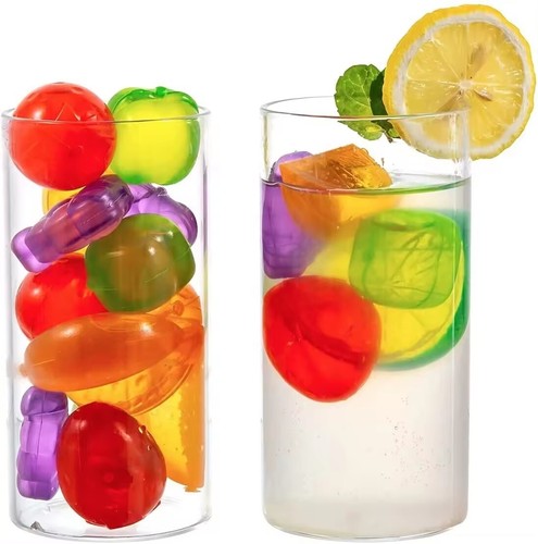 40/60 x Mixed Fruit Shaped Reusable Plastic Ice Cubes Freezing - Picture 9 of 11