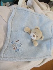Baby Gear Brown Bear Blue I Love Hugs Paw Print Lovey Security Blanket 14.5